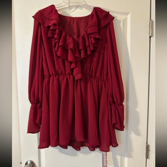Missguided Red Ruffle Midi Dress - Picture 2 of 5